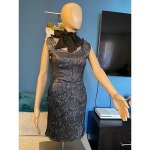 Walter baker metallic silk blend side pockets sparkly dress